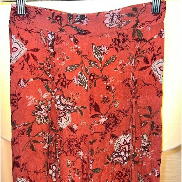 Freshman 1996 Rusty Orange Floral Wide-Leg Loose Pants with Elastic Waist Sz XS - Picture 8 of 16